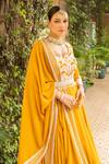Buy_Ajiesh Oberoi_Yellow Georgette, Lycra, Muslin Embroidery Sweetheart Neck Hasrat Anarkali Set _Online_at_Aza_Fashions