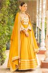 Shop_Ajiesh Oberoi_Yellow Georgette, Lycra, Muslin Embroidery Sweetheart Neck Hasrat Anarkali Set _Online_at_Aza_Fashions
