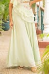 Ajiesh Oberoi_Green Georgette Embroidery Floral V Neck Jhalak Blouse Sharara Set _Online_at_Aza_Fashions