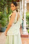 Buy_Ajiesh Oberoi_Green Georgette Embroidery Floral V Neck Jhalak Blouse Sharara Set 