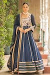 Buy_Ajiesh Oberoi_Blue Georgette, Lycra, Muslin Khoobsurat Floral Anarkali Churidar Set _at_Aza_Fashions