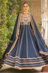 Ajiesh Oberoi_Blue Georgette, Lycra, Muslin Khoobsurat Floral Anarkali Churidar Set _Online_at_Aza_Fashions