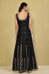 Shop_Khwaab by Sanjana Lakhani_Black Raw Silk Hand Embroidered Sequins V Neck Gown_at_Aza_Fashions