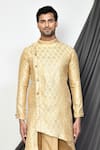 Shop_Arihant Rai Sinha_Beige Kurta Jacquard Woven Floral Pattern Dhoti Pant Set _Online_at_Aza_Fashions