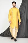 Buy_Arihant Rai Sinha_Yellow Kurta Jacquard Woven Polka Pattern And Dhoti Pant Set _at_Aza_Fashions