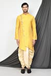 Buy_Arihant Rai Sinha_Yellow Kurta Jacquard Woven Polka Pattern And Dhoti Pant Set _Online_at_Aza_Fashions