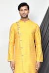 Shop_Arihant Rai Sinha_Yellow Kurta Jacquard Woven Polka Pattern And Dhoti Pant Set _Online_at_Aza_Fashions