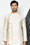 Buy_Arihant Rai Sinha_Cream Kurta Jacquard Woven Floral Flower Pattern Set _Online_at_Aza_Fashions