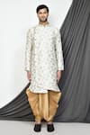 Buy_Arihant Rai Sinha_Grey Kurta Jacquard Woven Flower Bloom Pattern Dhoti Pant Set _Online_at_Aza_Fashions