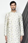 Shop_Arihant Rai Sinha_Grey Kurta Jacquard Woven Flower Bloom Pattern Dhoti Pant Set _Online_at_Aza_Fashions