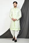 Buy_Arihant Rai Sinha_Green Sherwani Jacquard Woven Floral Pattern With Kurta Set _at_Aza_Fashions