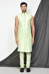 Buy_Arihant Rai Sinha_Green Sherwani Jacquard Woven Floral Pattern With Kurta Set _Online_at_Aza_Fashions