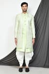 Arihant Rai Sinha_Green Sherwani Jacquard Woven Floral Pattern With Kurta Set _at_Aza_Fashions