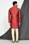 Shop_Arihant Rai Sinha_Maroon Jacquard, Silk Floral Woven Kurta Set _at_Aza_Fashions