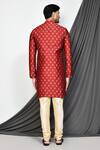 Shop_Arihant Rai Sinha_Maroon Jacquard Embroidery Floral Woven Kurta _at_Aza_Fashions
