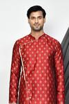 Buy_Arihant Rai Sinha_Maroon Jacquard Embroidery Floral Woven Kurta _Online_at_Aza_Fashions