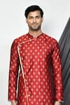 Shop_Arihant Rai Sinha_Maroon Kurta Jacquard Woven Floral And Dhoti Pant Set _Online_at_Aza_Fashions