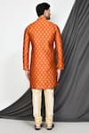 Shop_Arihant Rai Sinha_Orange Jacquard Woven Floral Flower Kurta _at_Aza_Fashions