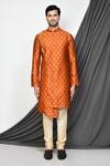 Arihant Rai Sinha_Orange Jacquard Woven Floral Flower Kurta _Online_at_Aza_Fashions