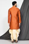 Shop_Arihant Rai Sinha_Orange Kurta Jacquard Woven Floral Flower And Dhoti Pant Set _at_Aza_Fashions