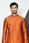 Shop_Arihant Rai Sinha_Orange Kurta Jacquard Woven Floral Flower And Dhoti Pant Set _Online_at_Aza_Fashions