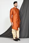 Arihant Rai Sinha_Orange Kurta Jacquard Woven Floral Flower And Dhoti Pant Set _at_Aza_Fashions