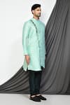 Arihant Rai Sinha_Green Jacquard, Silk Embroidery Botanical Woven Kurta Set _Online_at_Aza_Fashions