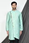 Arihant Rai Sinha_Green Jacquard, Silk Embroidery Botanical Woven Kurta Set _at_Aza_Fashions