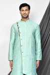 Shop_Arihant Rai Sinha_Green Kurta Jacquard Woven Botanical And Patiala Pant Set _Online_at_Aza_Fashions