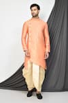 Buy_Arihant Rai Sinha_Peach Kurta Jacquard Woven Florette And Dhoti Pant Set _at_Aza_Fashions