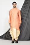 Buy_Arihant Rai Sinha_Peach Kurta Jacquard Woven Florette And Dhoti Pant Set _Online_at_Aza_Fashions