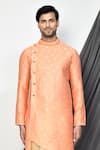 Shop_Arihant Rai Sinha_Peach Kurta Jacquard Woven Florette And Dhoti Pant Set _Online_at_Aza_Fashions