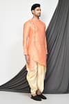 Arihant Rai Sinha_Peach Kurta Jacquard Woven Florette And Dhoti Pant Set _at_Aza_Fashions