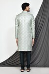 Shop_Arihant Rai Sinha_Green Silk Woven Blossomy Jacquard Layered Sherwani_at_Aza_Fashions