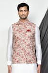 Shop_Arihant Rai Sinha_Multi Color Tuxedo Satin Print Wildflora Bloom Nehru Jacket Kurta Set _Online_at_Aza_Fashions