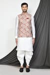 Arihant Rai Sinha_Multi Color Tuxedo Satin Print Wildflora Bloom Nehru Jacket Kurta Set _at_Aza_Fashions