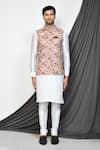 Arihant Rai Sinha_Multi Color Tuxedo Satin Print Plumeria Nehru Jacket Kurta Set _at_Aza_Fashions