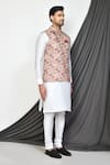 Buy_Arihant Rai Sinha_Multi Color Tuxedo Satin Print Plumeria Nehru Jacket Kurta Set 