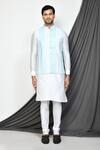 Buy_Arihant Rai Sinha_Blue Georgette Sequins Sheesha Embroidered Nehru Jacket _Online_at_Aza_Fashions
