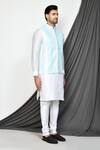 Arihant Rai Sinha_Blue Georgette Sequins Sheesha Embroidered Nehru Jacket _at_Aza_Fashions