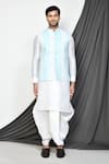 Buy_Arihant Rai Sinha_Blue Silk Embroidery Mirror Tikki Vine Nehru Jacket Dhoti Pant Set _Online_at_Aza_Fashions