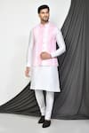 Buy_Arihant Rai Sinha_Pink Silk Embroidery Mirror Tikki Maze Nehru Jacket Kurta Set _at_Aza_Fashions