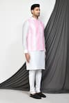 Buy_Arihant Rai Sinha_Pink Silk Embroidery Mirror Tikki Maze Nehru Jacket Kurta Set 