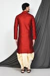 Shop_Arihant Rai Sinha_Red Dupion Art Silk Embroidery Ambrosia Fleur Kurta With Dhoti Pant _at_Aza_Fashions