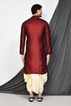 Shop_Arihant Rai Sinha_Maroon Dupion Art Silk Embroidery Mughal Jaal Kurta With Dhoti Pant _at_Aza_Fashions