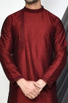 Arihant Rai Sinha_Maroon Dupion Art Silk Embroidery Mughal Jaal Kurta With Dhoti Pant _at_Aza_Fashions