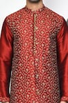 Buy_Arihant Rai Sinha_Maroon Dupion Art Silk Embroidery Gardenia Kurta With Dhoti Pant _Online_at_Aza_Fashions