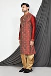 Arihant Rai Sinha_Maroon Dupion Art Silk Embroidery Gardenia Kurta With Dhoti Pant _at_Aza_Fashions