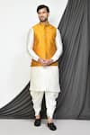 Buy_Arihant Rai Sinha_Yellow Giccha Embroidery Tiger Lily Bloom Nehru Jacket _at_Aza_Fashions