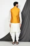 Shop_Arihant Rai Sinha_Yellow Giccha Embroidery Tiger Lily Bloom Nehru Jacket _at_Aza_Fashions